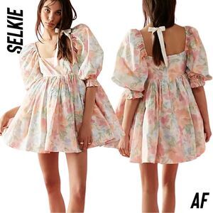 SELKIE BABYDOLL MINI BEACH DAY IN GRAPEFRUIT NWT MEDIUM PUFF DRESS